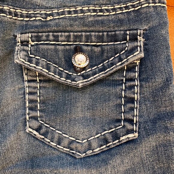 Girls Cherokee Denim Shorts L 10/12 With Rhinestone Back Pockets Adjustable Wais - Picture 12 of 13